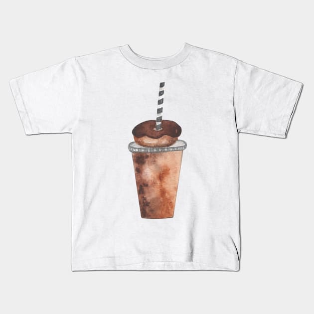 Donut coffee Kids T-Shirt by GinaaArts